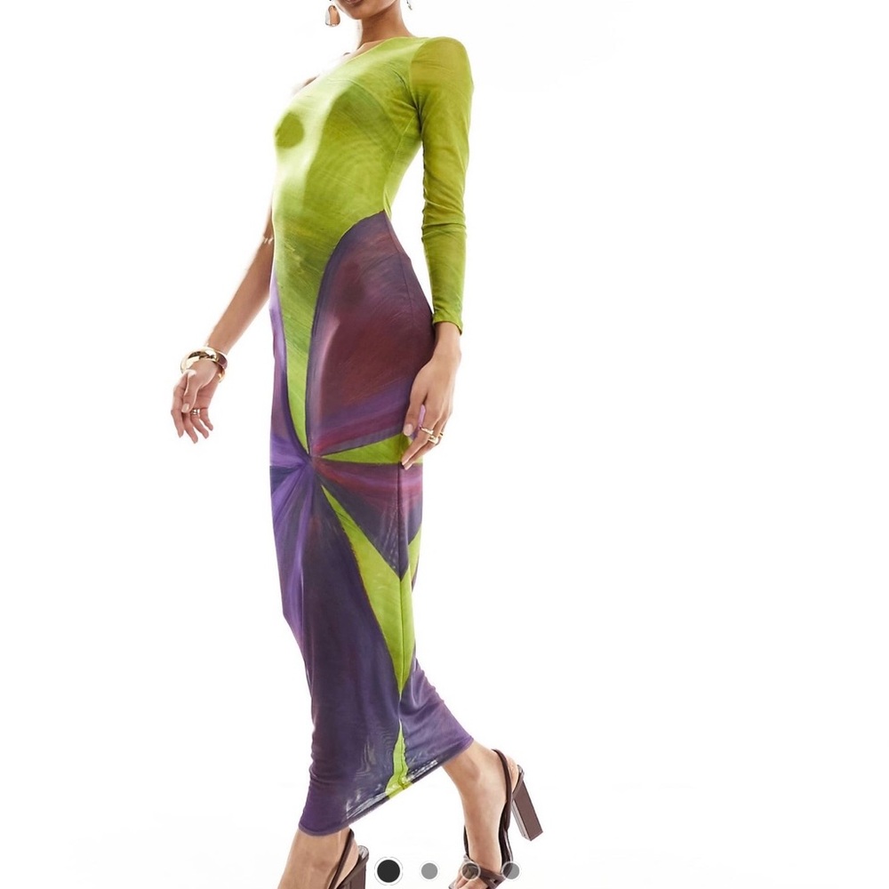 Elegant Multicolor Long Sleeve Dress